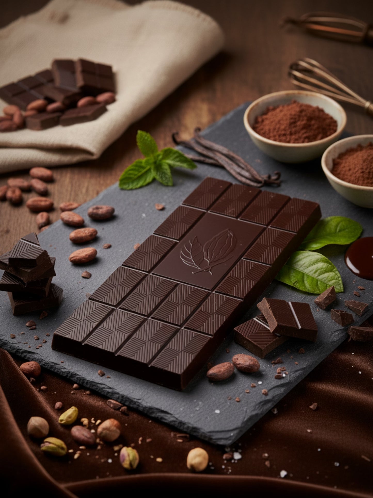 Produktfoto von Gruß aus Hameln Zartbitter Schokoladen Tafel 80g Dreyer Confiserie auf Holztisch