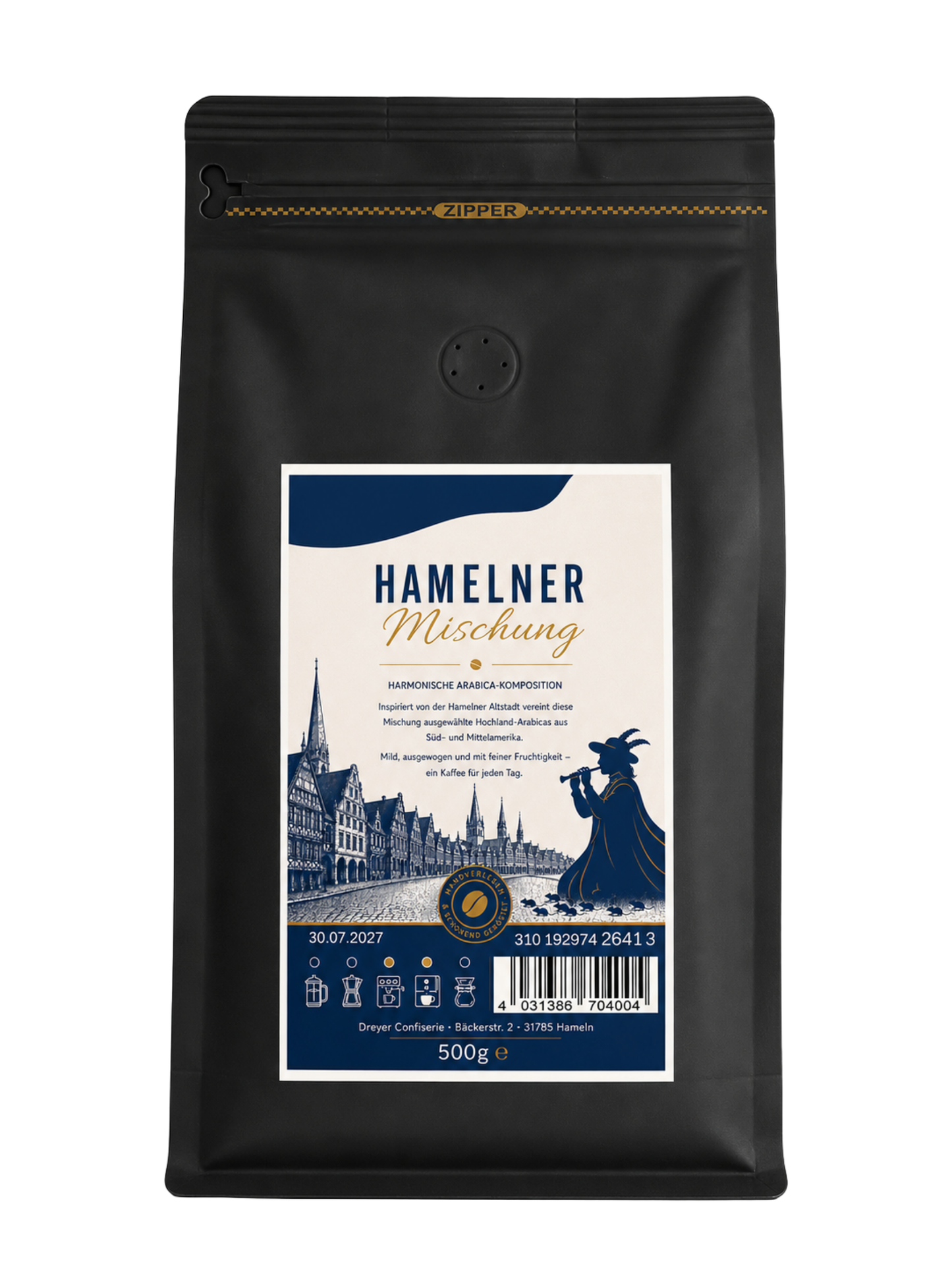 Inhalt Hamelner Mischung Hochland-Arabica Bohne 500g Dreyer Confiserie