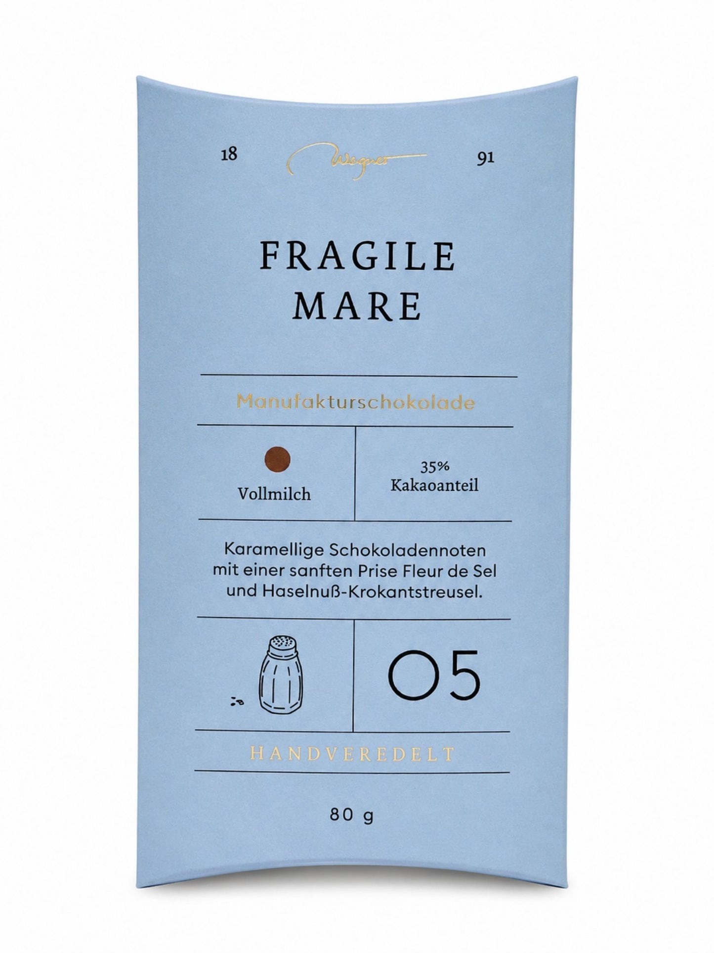Manufakturschokolade Fragile Mare 35% Vollmilch 80g Wagner Pralinen