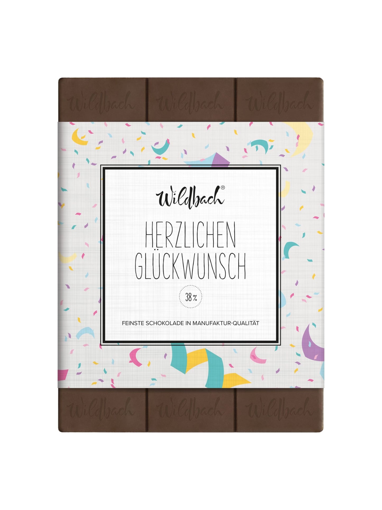 Glückwunsch Schokolade Vollmilch 38 Prozent Wildbach 70g