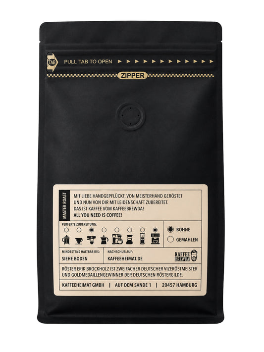 Rückseite und Inhalt Espresso No1 Italian Style Bohne 250g Kaffee Brewda