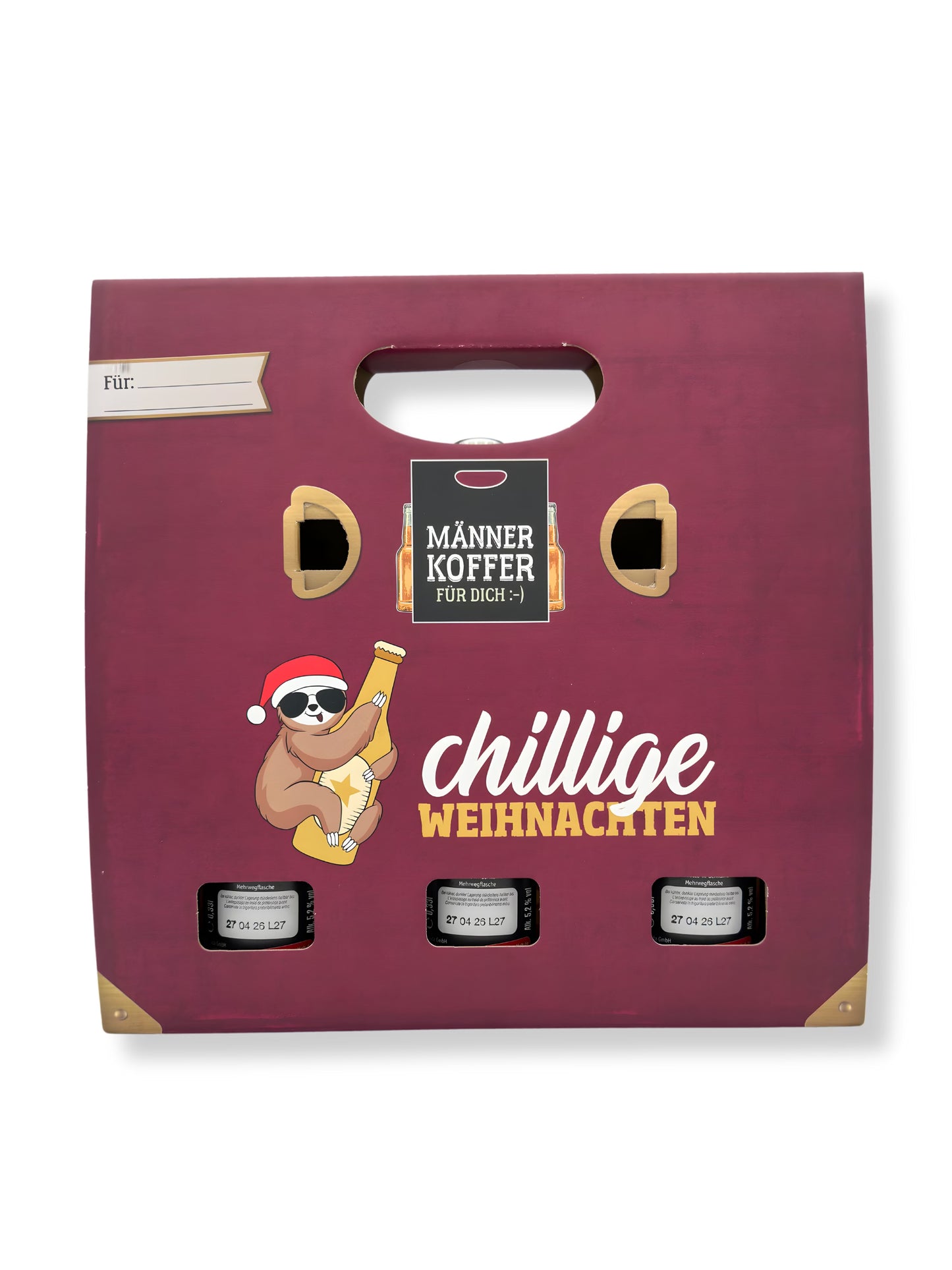 Rückseite Männerkoffer Chillige Weihnachten Lagerbier 3x0,33l La Vida Weihnachtsgeschenk