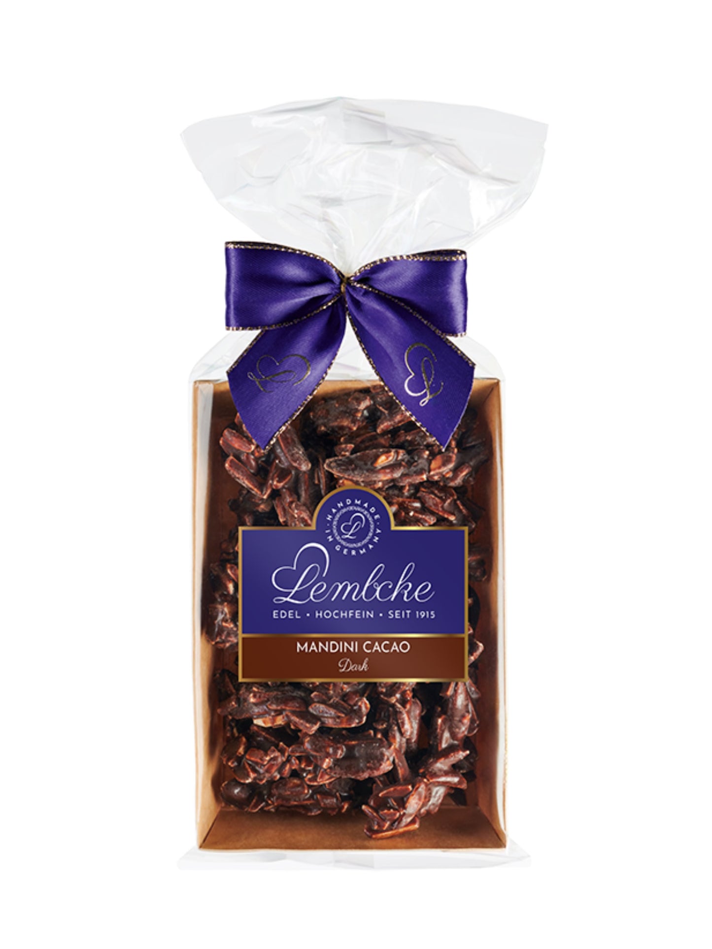 Mandini Cacao Dark – Mandel-Splitter in Zartbitterschokolade mit 60 % Kakao, erhältlich in der Dreyer Confiserie in der Rattenfängerstadt Hameln.
