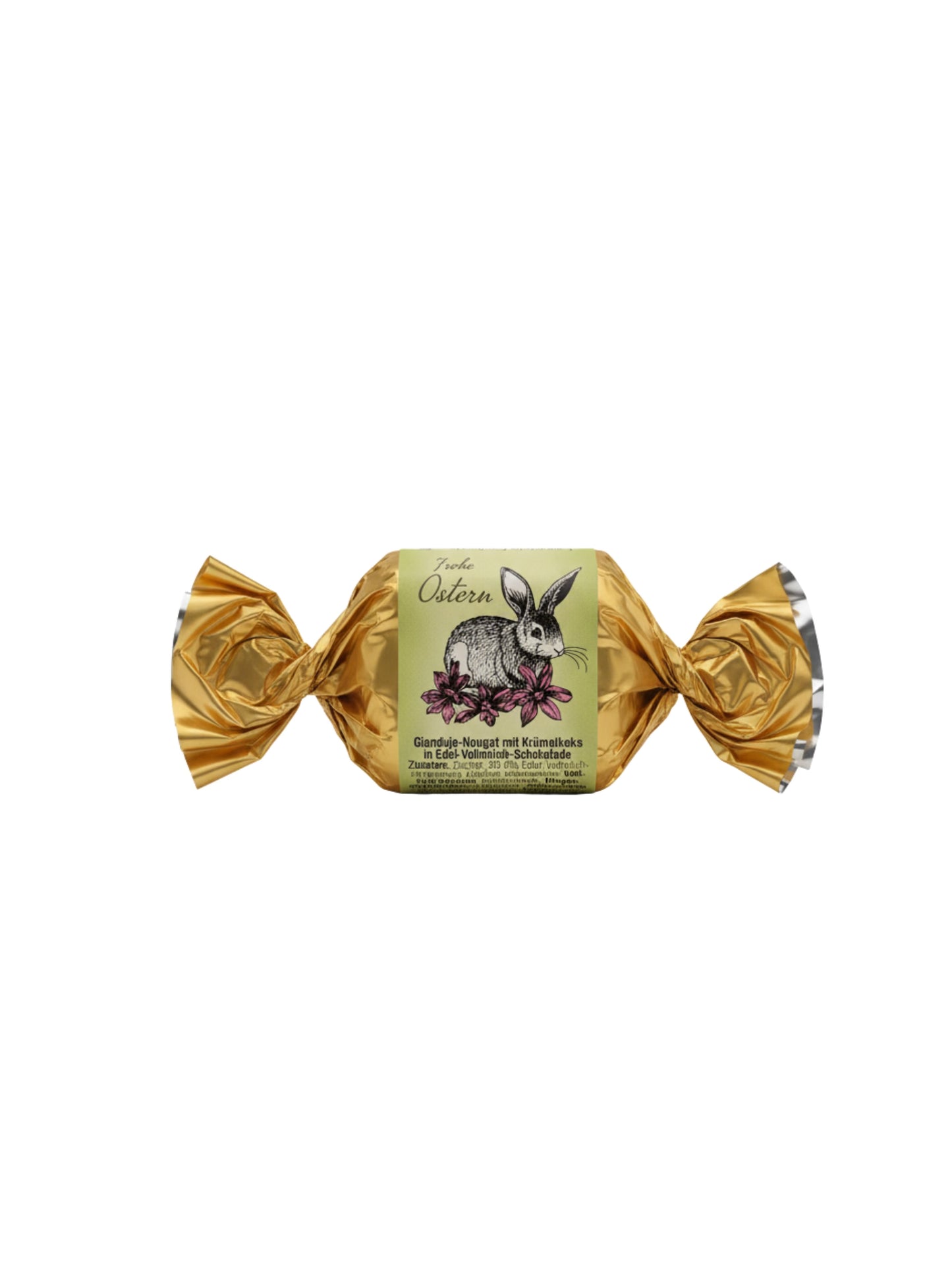 Nougat Happen Hase 25g Ostern – Praline mit Nougat und Keks in Vollmilchschokolade in goldener Verpackung