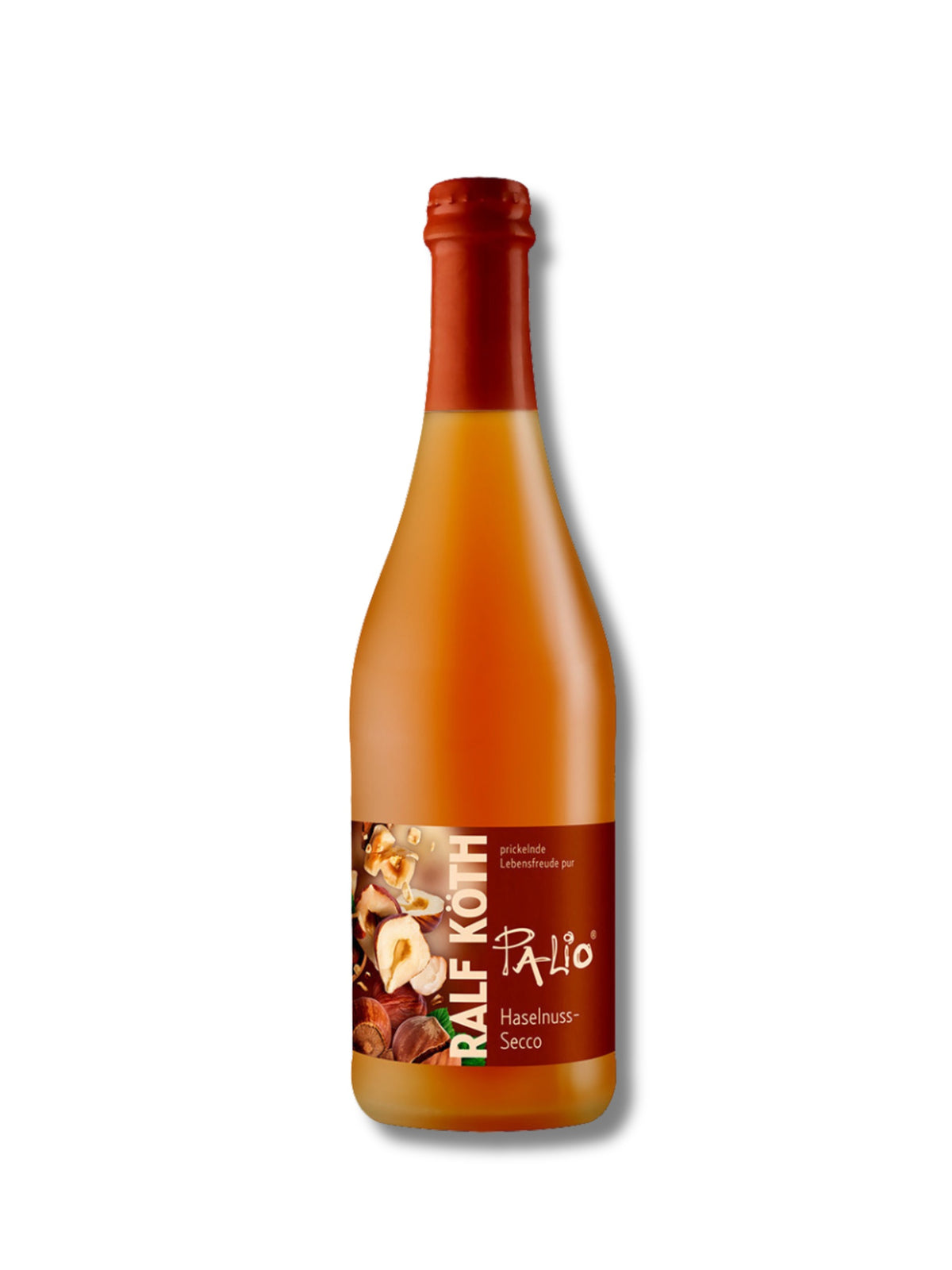 Palio Haselnuss Secco 0,75 l – prickelnder Nuss-Secco mit Karamellnote von Wein & Secco Köth, erhältlich in der Dreyer Confiserie in Hameln.