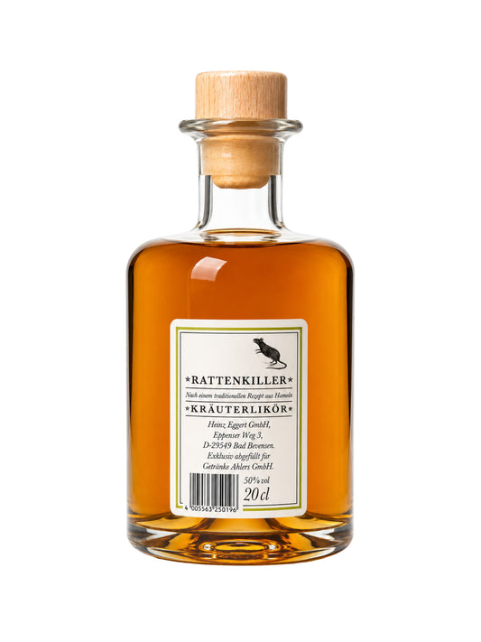 Rattenkiller Kräuterlikör 200ml 50% Vol Dreyer Confiserie Rückseite