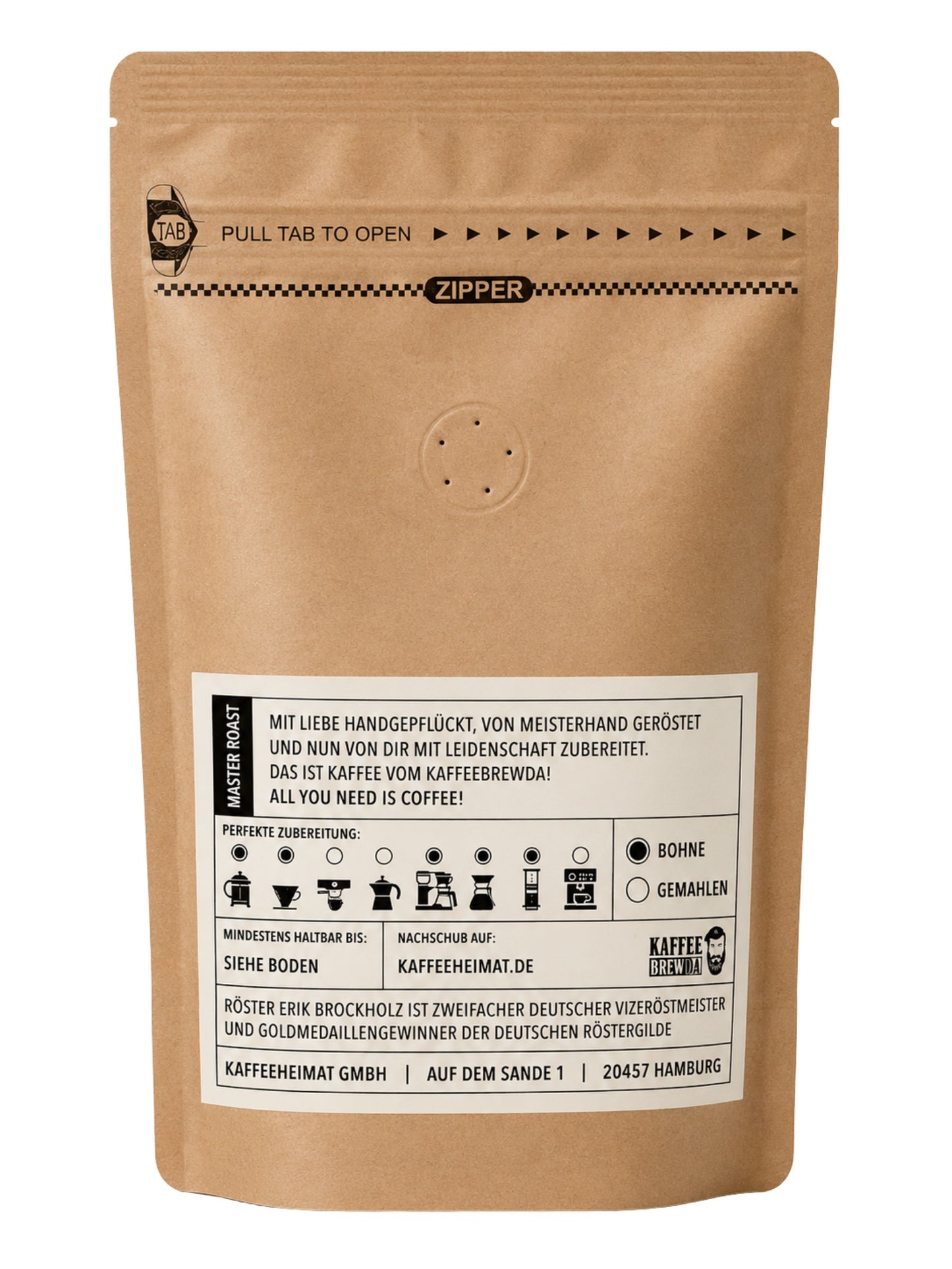 Rückseite und Inhalt Guatemala Rosito Roque Alzatate Kaffee Bohne 250g Kaffee Brewda