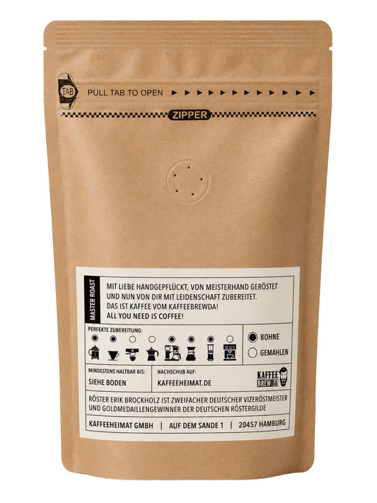Rückseite und Inhalt Guatemala Rosito Roque Alzatate Kaffee Bohne 250g Kaffee Brewda