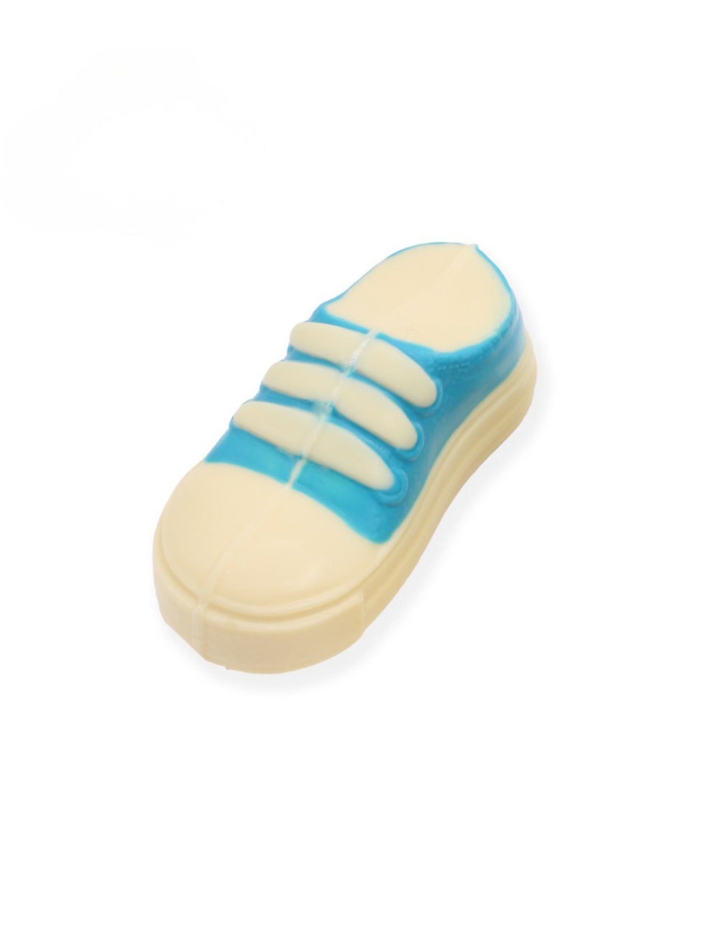 Schokoladen Babyschuh blau aus weißer Schokolade 90g
