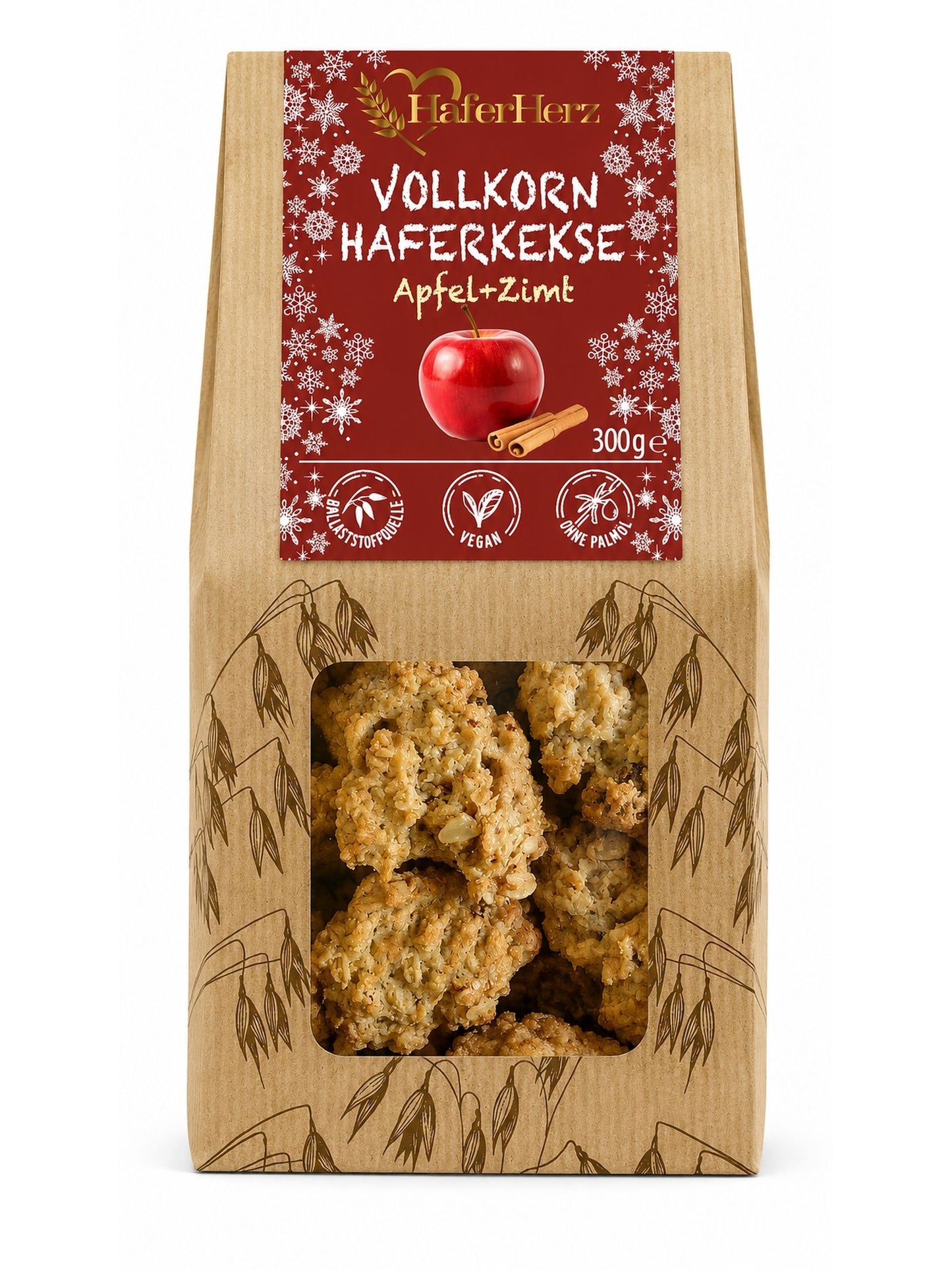 Vollkorn Haferkekse Apfel & Zimt vegan 300g HaferHerz