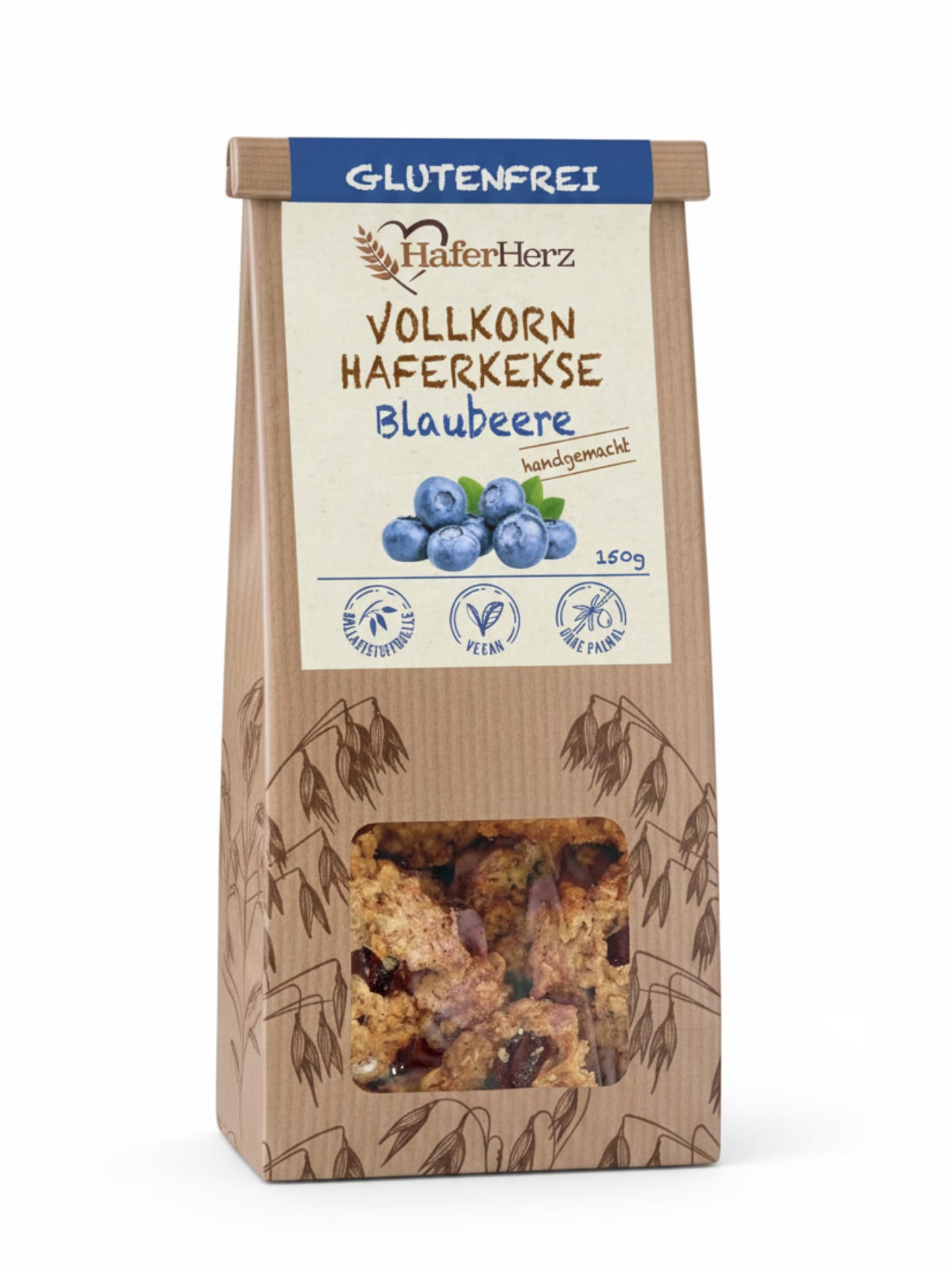 Vollkorn-Haferkekse Blaubeere 150g glutenfrei HaferHerz