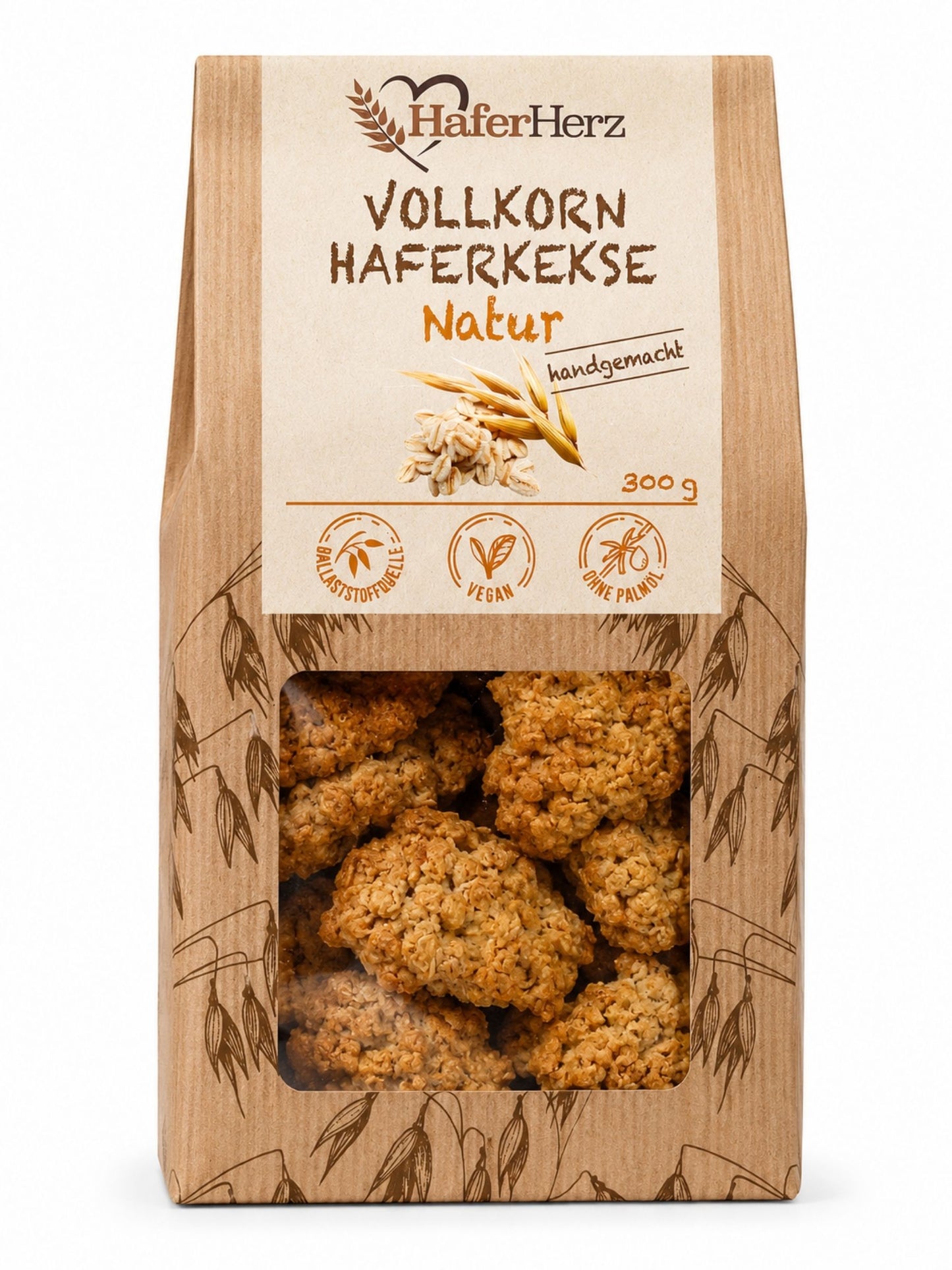 Vollkorn Haferkekse Natur 300g HaferHerz