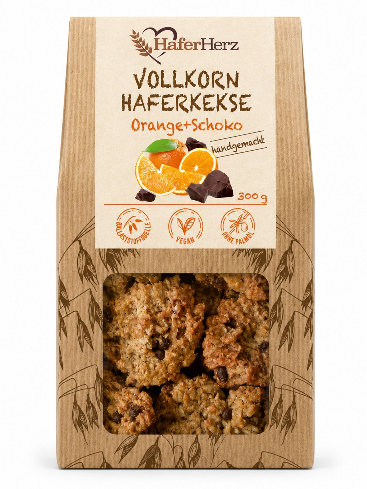 Vollkorn-Haferkekse Orange-Schoko 300g HaferHerz