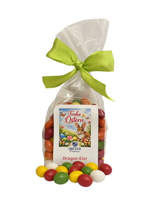Bunte Dragée Eier 200g Ostern – Schokoladeneier mit farbigem Zuckerüberzug in Geschenkverpackung