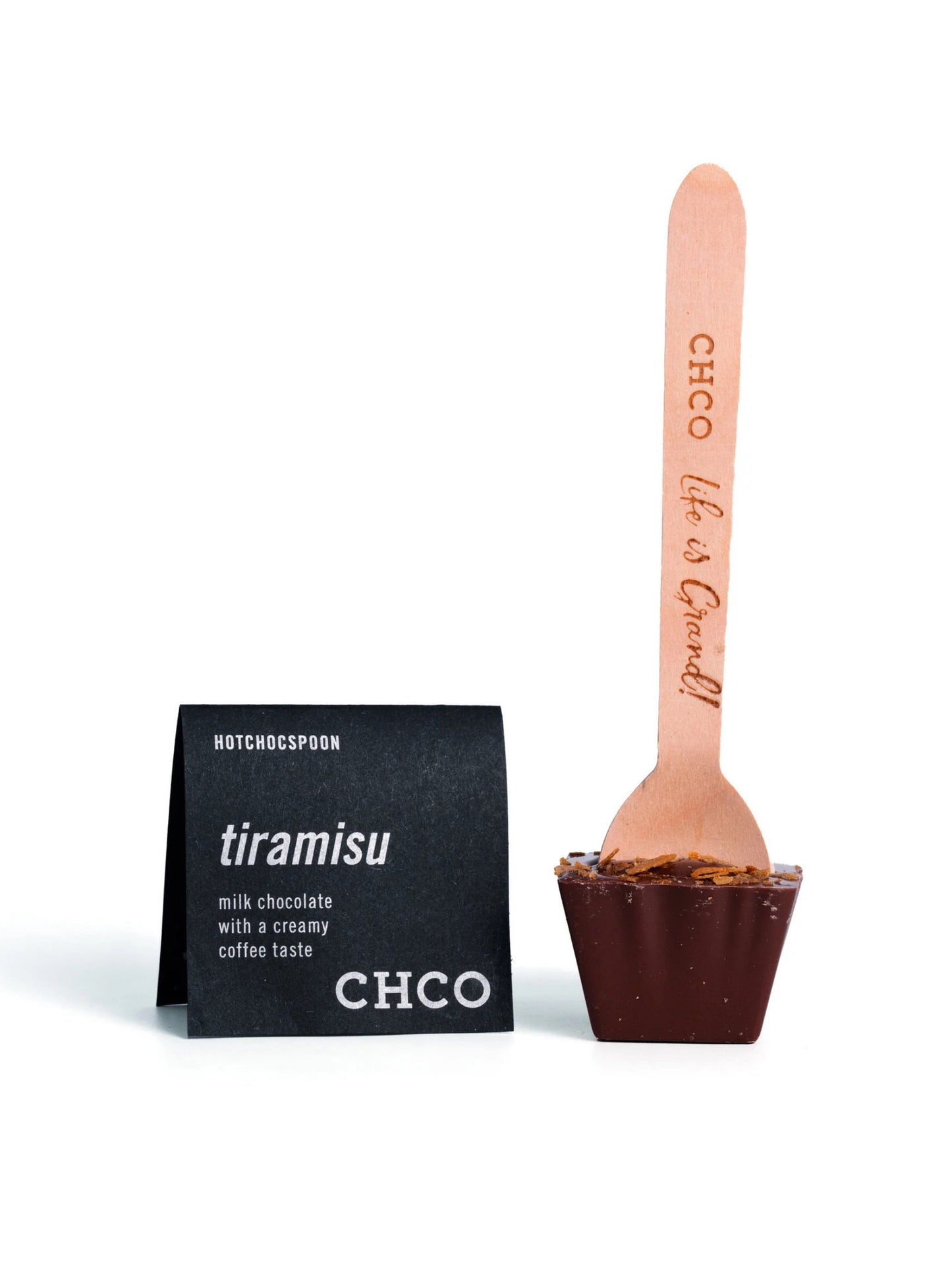 HOTCHOCSPOON Tiramisu 50g ✓ Trinkschokolade am Löffel ✓ Mit Kaffee- & Amarettanote ✓ Für heiße Milch ✓ CHCO ✓ Jetzt kaufen