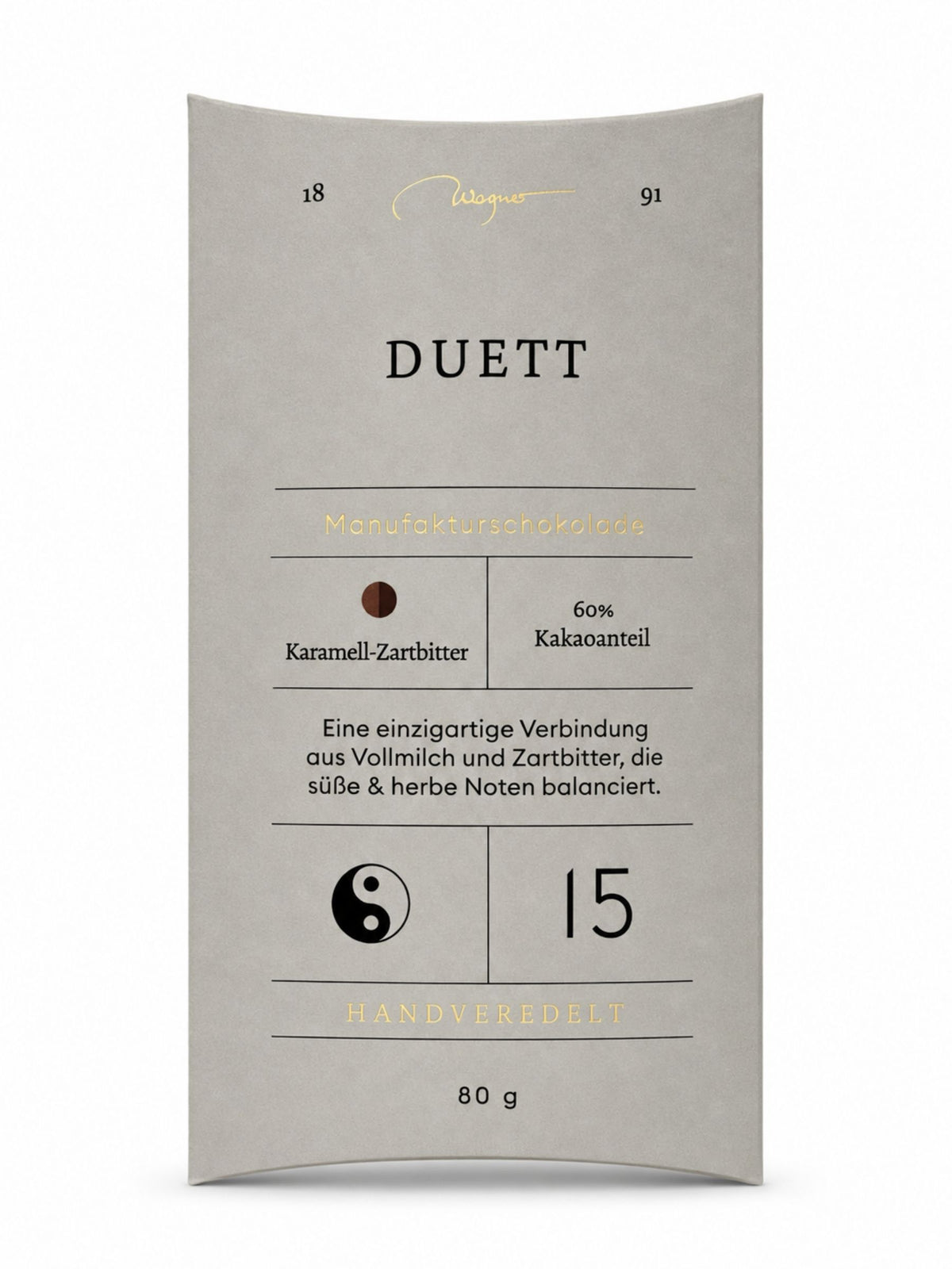 Manufakturschokolade Duett Bio Karamell-Zartbitter 60% 80g Wagner Pralinen