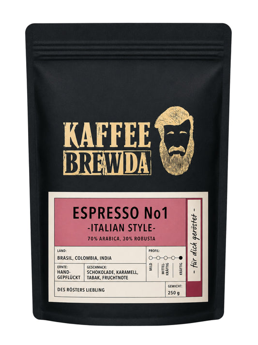 Espresso No1 Italian Style Bohne 250g Kaffee Brewda
