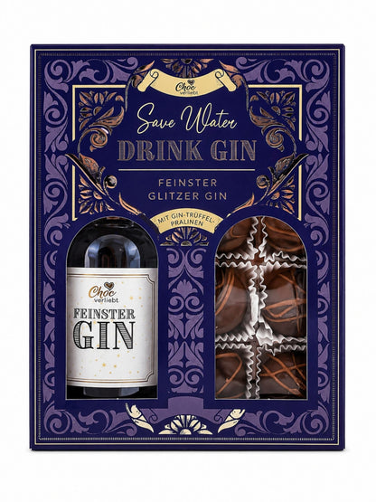 Feinster Glitzer Gin mit Gin-Trüffeln 270g Choc Verliebt