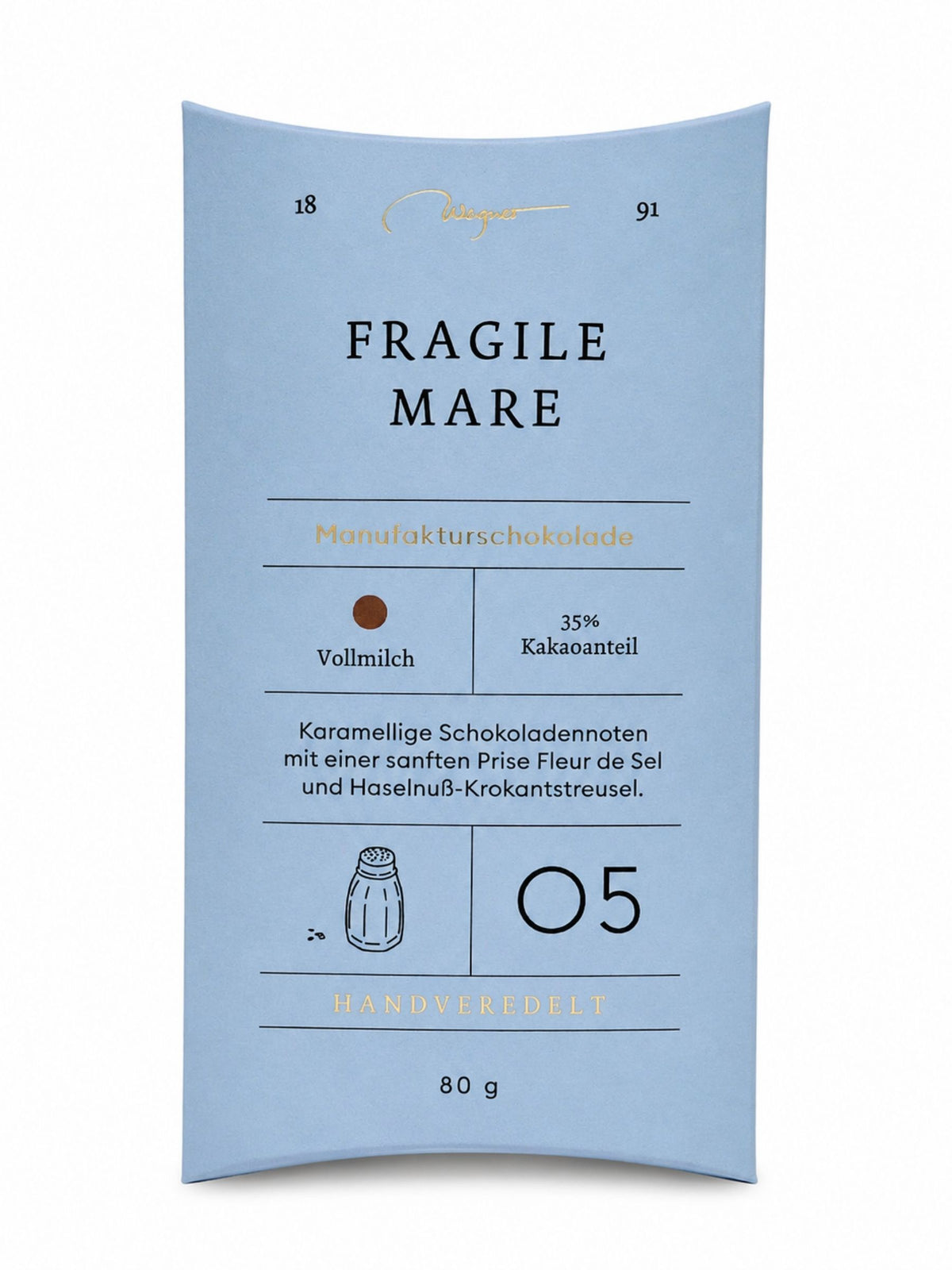 Manufakturschokolade Fragile Mare 35% Vollmilch 80g Wagner Pralinen