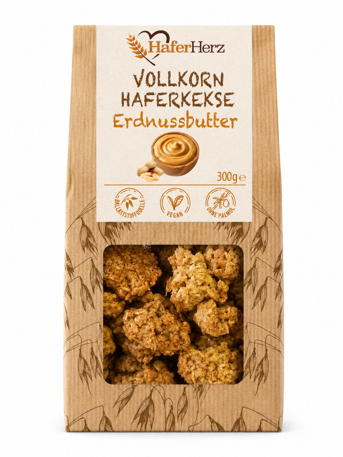 HaferHerz Vollkorn Haferkekse Erdnussbutter 300g