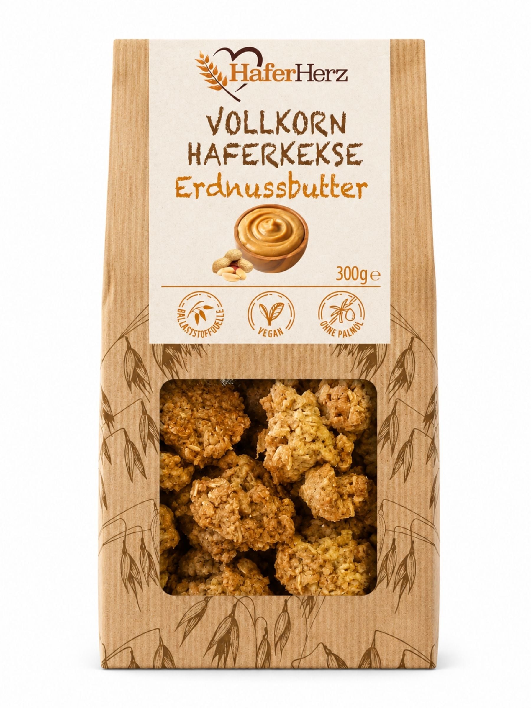 HaferHerz Vollkorn Haferkekse Erdnussbutter 300g