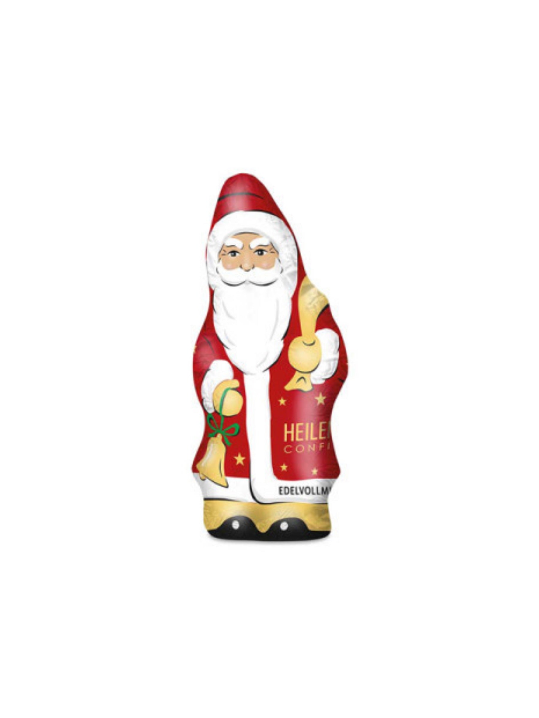 Weihnachtsmann Edelvollmilch 30 g – feine Schokoladenfigur aus hochwertiger Edelvollmilch-Schokolade, liebevoll in Stanniolfolie verpackt, erhältlich in der Dreyer Confiserie in der Rattenfängerstadt Hameln.