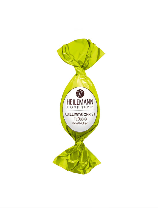 Heilemann Williams Christ Birne-Osterei: Edelbitterschokolade mit flüssiger Birnenbrand-Füllung, edle Osterpraline mit Alkohol, erhältlich in der Confiserie Dreyer