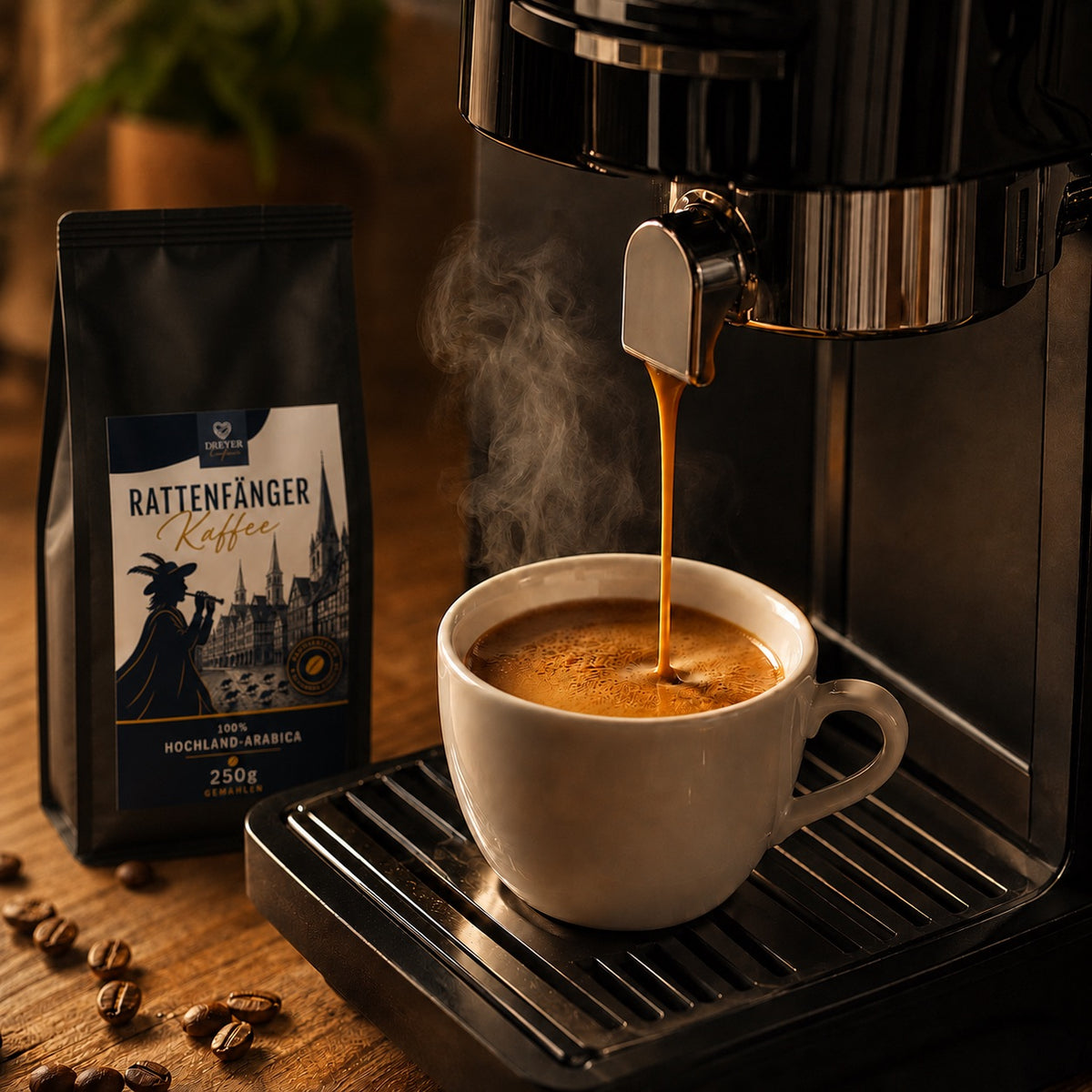 Espresso aus dem Kaffeevollautomaten mit goldener Crema