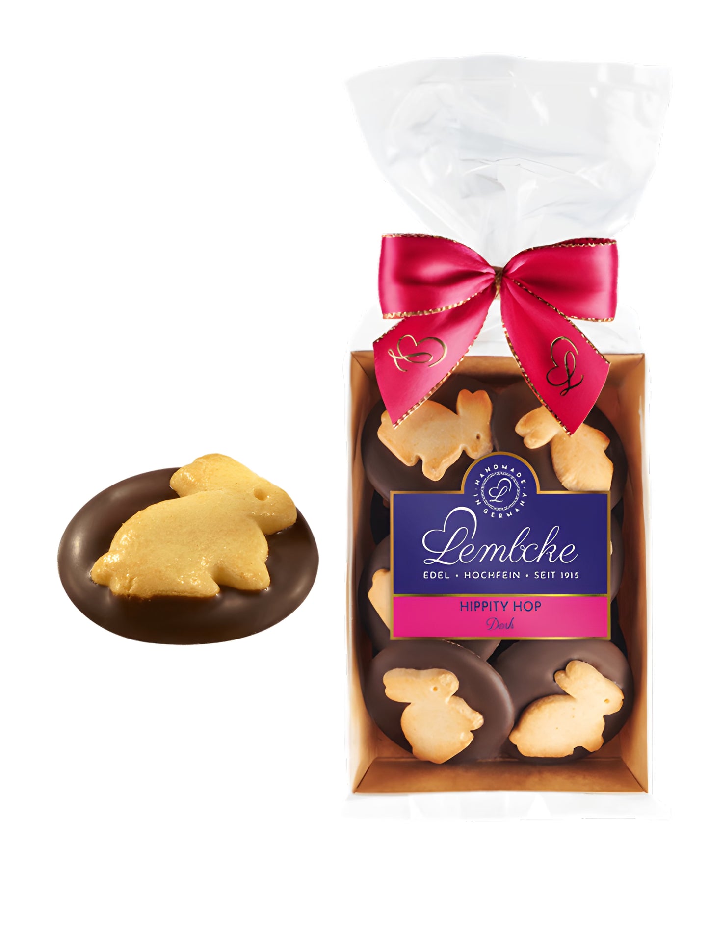 Hippity Hop Dark Zartbitter 100g Lembcke – Buttergebäck Häschen mit Zartbitterschokolade