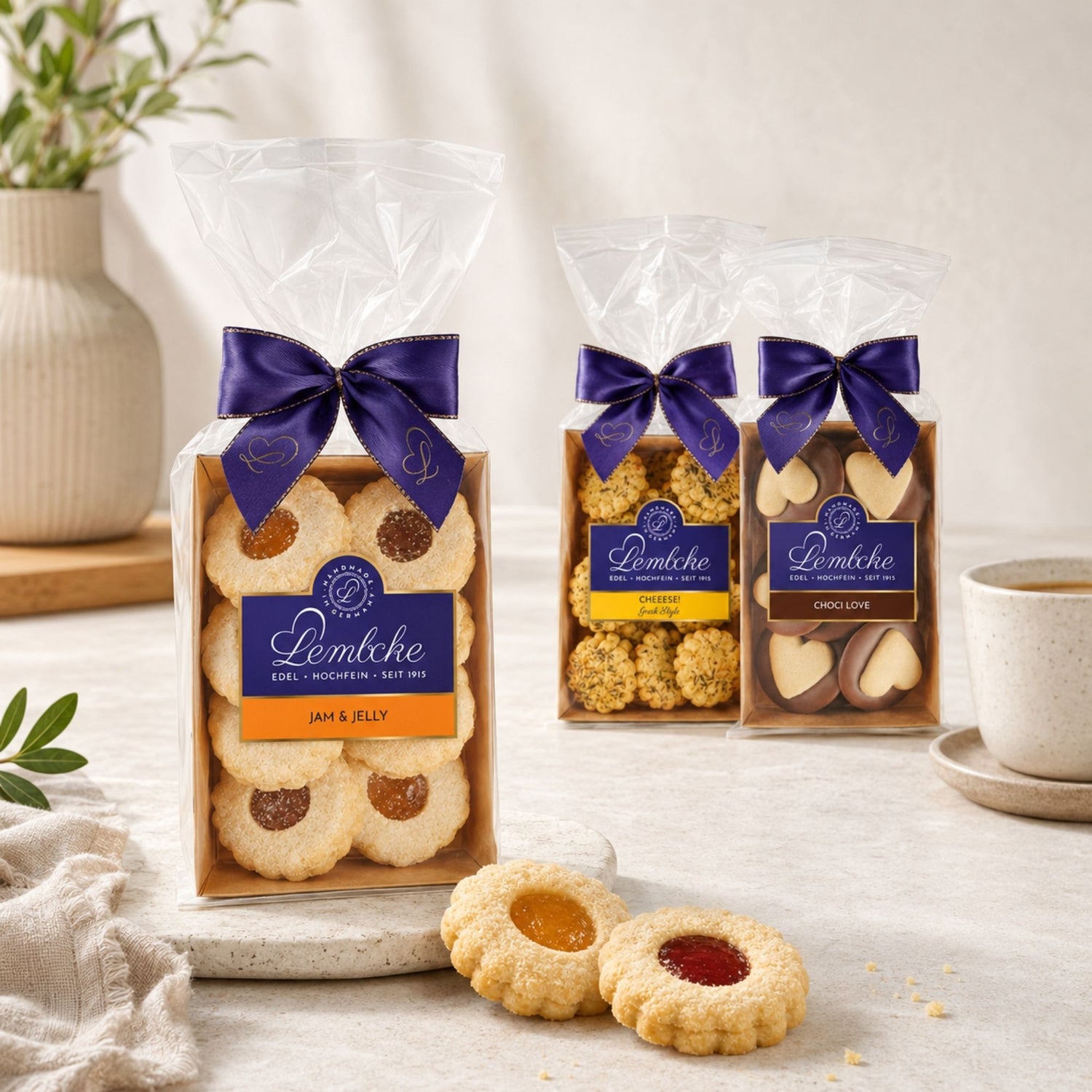 Lembcke-Gebäck zur Tea Time mit Porzellantasse