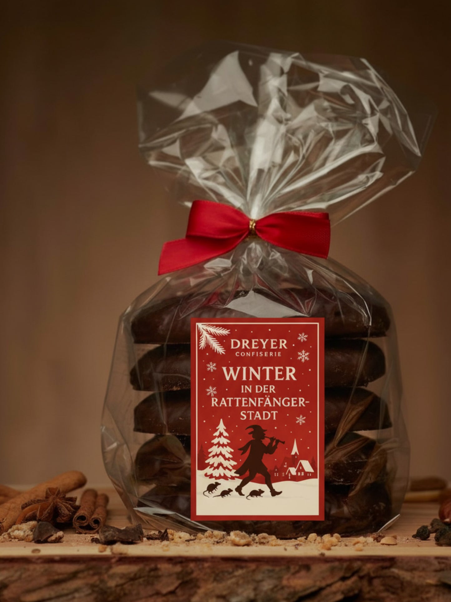Nürnberger Elisen-Lebkuchen Rund schokoliert 400 g – fünf schokolierte Elisen-Lebkuchen mit Zartbitterschokolade und hohem Nussanteil, traditionelle Spezialität, erhältlich in der Dreyer Confiserie in der Rattenfängerstadt Hameln.