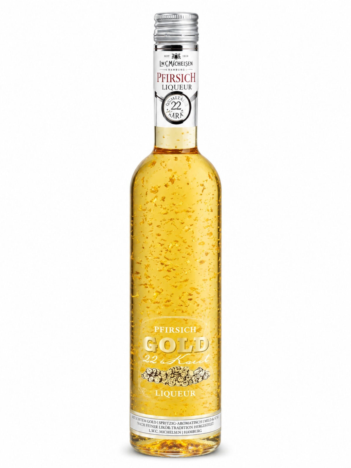 Pfirsich Likör mit Blattgold 500ml L.W.C. Michelsen 20% Vol.