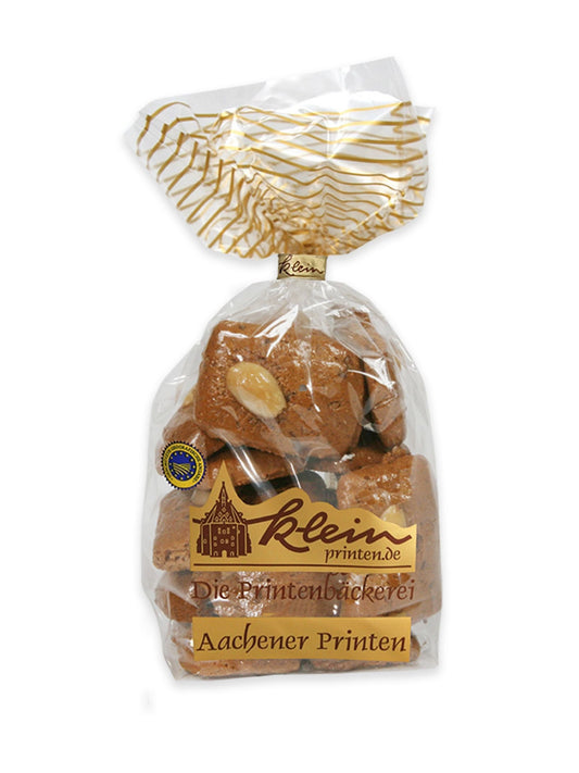 Kräuter-Moppen 200g traditionelle Aachener Printen von der Printenbäckerei Klein mit feinen Mandeln und typischen Gewürzen, erhältlich in der Dreyer Confiserie in der Rattenfängerstadt Hameln.