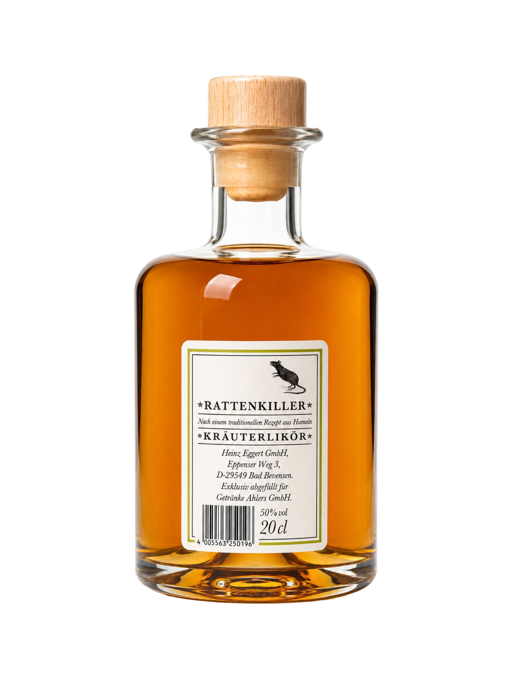 Rattenkiller Kräuterlikör 200ml 50% Vol Dreyer Confiserie Rückseite