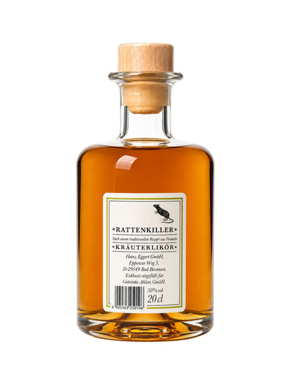 Rattenkiller Kräuterlikör 200ml 50% Vol Dreyer Confiserie Rückseite