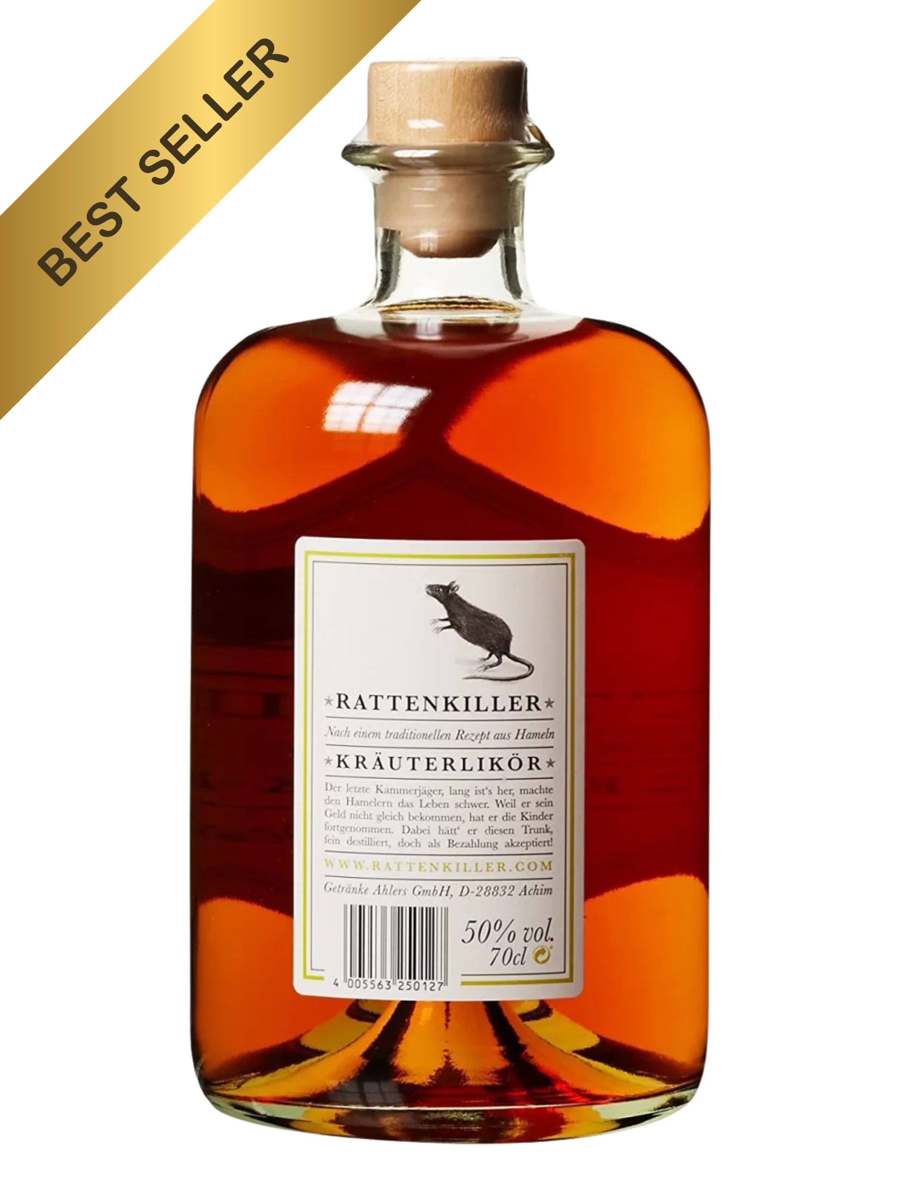 Rattenkiller Kräuterlikör 700ml 50% Vol Dreyer Confiserie Rückseite