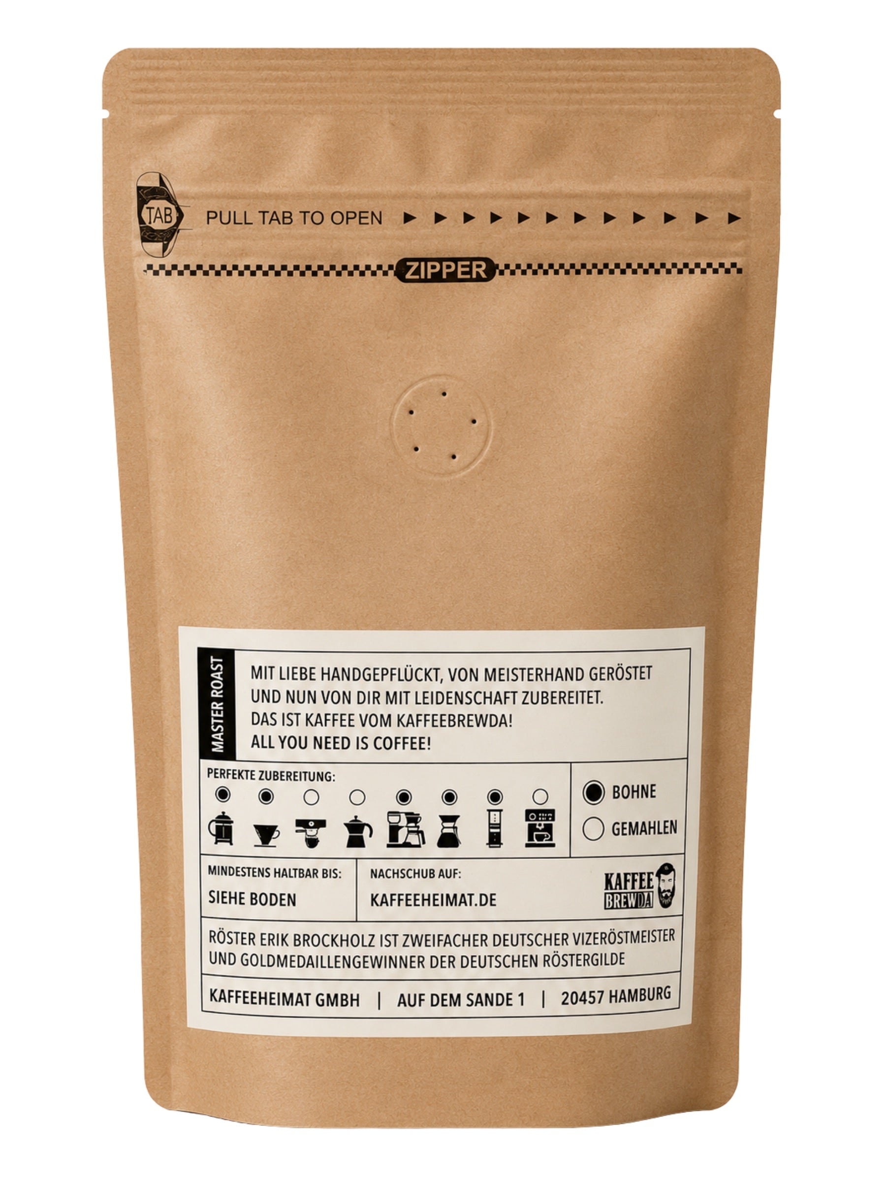 Rückseite und Inhalt Guatemala Rosito Roque Alzatate Kaffee Bohne 250g Kaffee Brewda