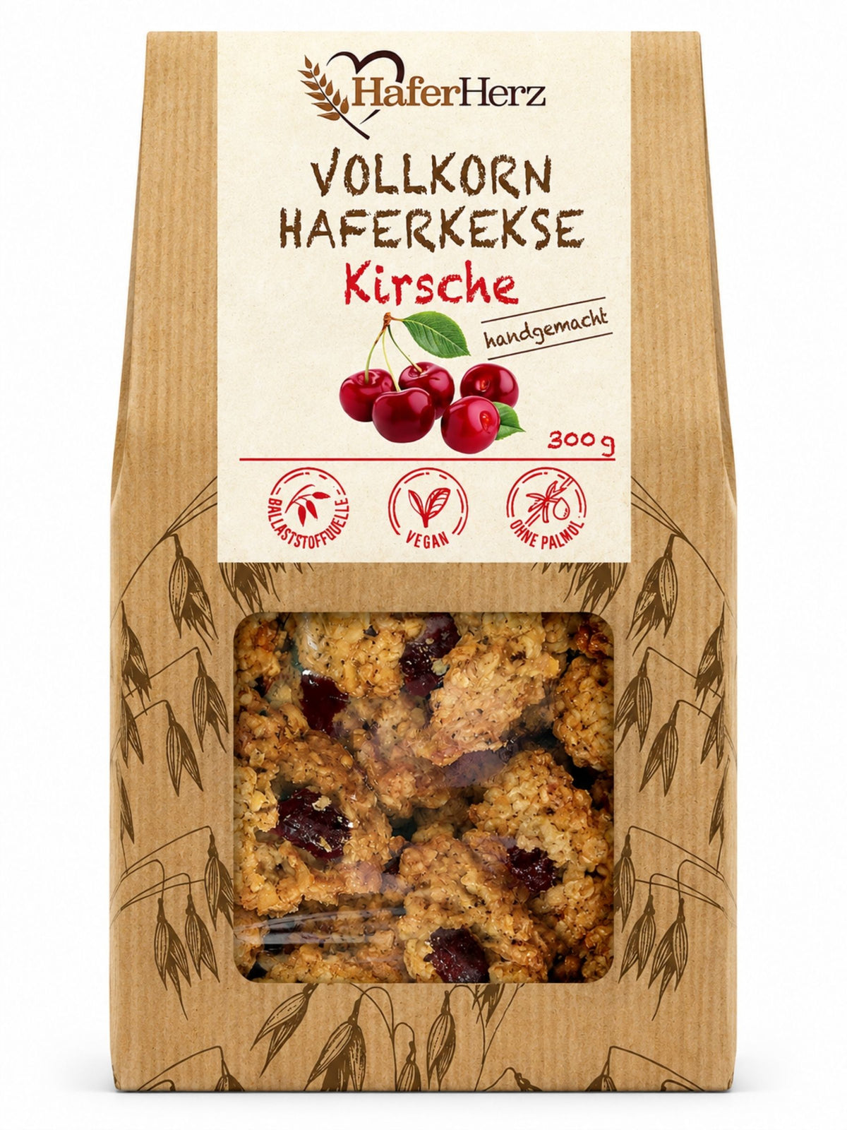 Vollkorn-Haferkekse Kirsche vegan 300g HaferHerz