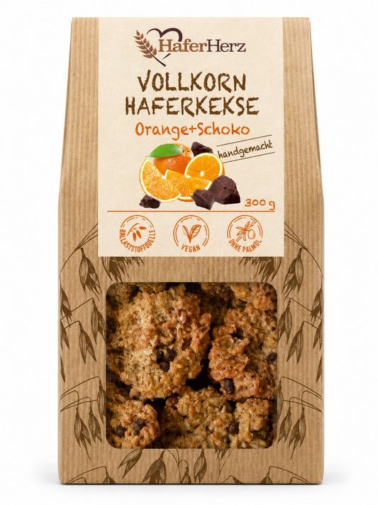Vollkorn-Haferkekse Orange-Schoko 300g HaferHerz